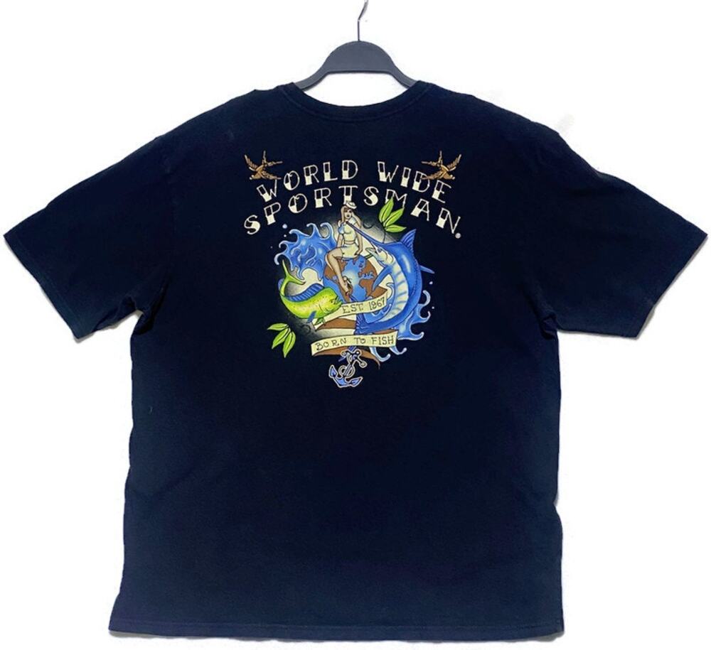 Born To Fish T-Shirt Men's Extra Large Short Sleeve Black World Wide Sportsman
